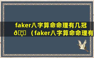 faker八字算命命理有几冠 🦆 （faker八字算命命理有几冠的）